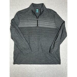 Pro Tour Pullover Mens 2XL Gray Striped Coolplay 1/4 Zip Performance‎ Golf Shirt